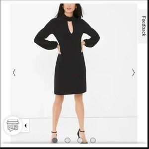 White House Black Market black mock neck shift dress size 8